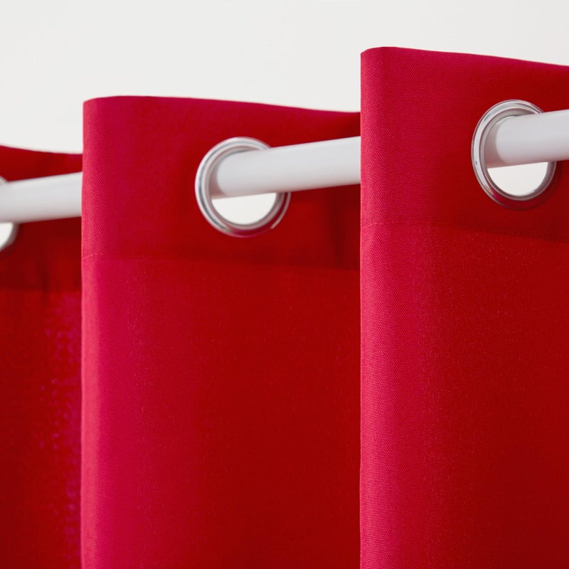 TOWN & COUNTRY BASICS Cabana Solid Heavyweight Indoor Outdoor Curtains, Light Filtering Opacity with Grommet Top, Water Repellent, 2-Pack Set, 54"x120", Radiant Red - Image 2